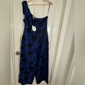Kate Spade One Shoulder Blue and Black Jumpsuit. Size 14